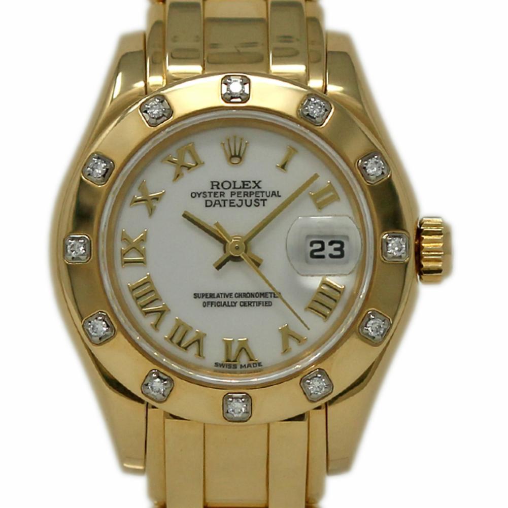 Rolex Pearlmaster 69318 18 Karat Yellow Gold Diamond Paper/2 Year Warranty For Sale