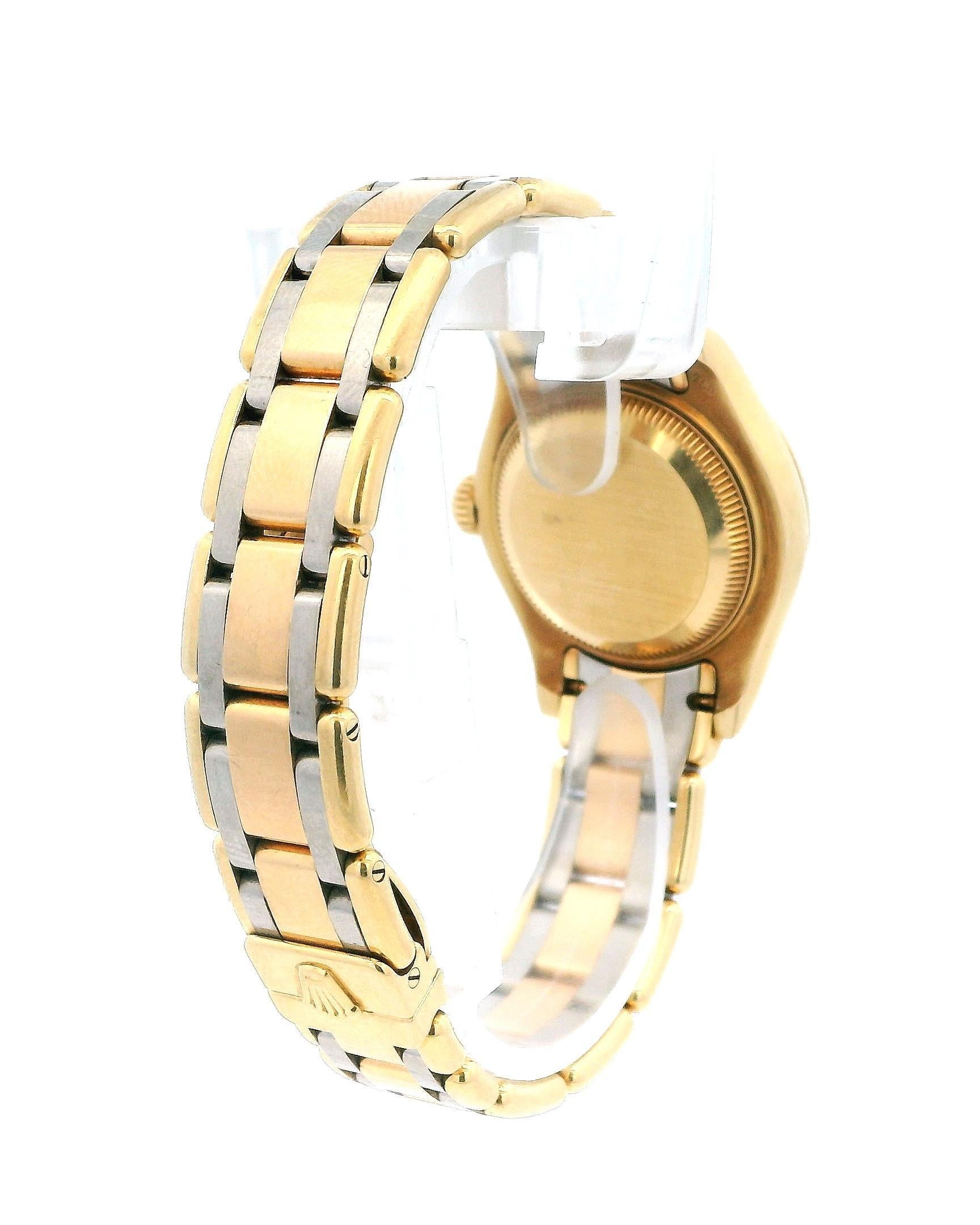 Rolex Pearlmaster 80298 Bisel de diamantes tricolor Reloj de señora en venta 2