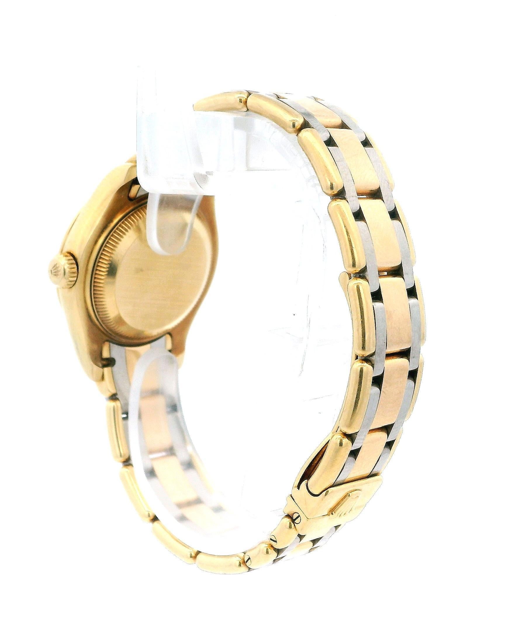 Rolex Pearlmaster 80298 Bisel de diamantes tricolor Reloj de señora en venta 3
