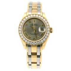 Rolex Pearlmaster 80298 Tricolor Diamond Bezel Ladies Watch