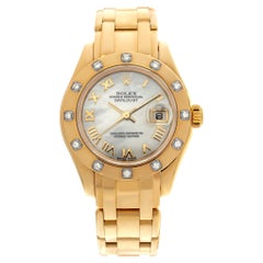 Rolex Pearlmaster 80318 Automatic Watch 18k Yellow Gold Mother of Pearl Dial