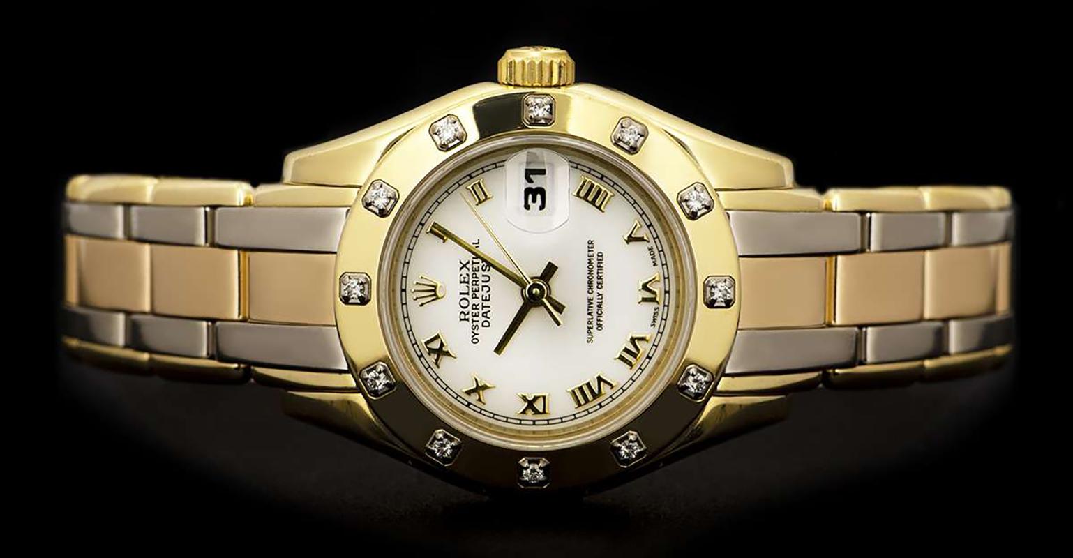 Rolex Pearlmaster Datejust Tridor Gold White Dial Diamond 69318 ...