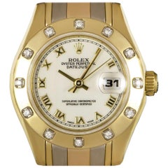 Rolex Pearlmaster Datejust Tridor Gold White Dial Diamond 69318 Automatic Watch