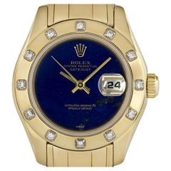 Rolex Pearlmaster Datejust Women's Yellow Gold Lapis Lazuli Dial Diamond Set