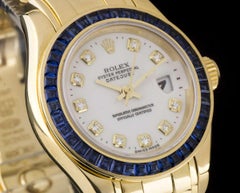 Rolex Pearlmaster Datejust Yellow Gold Diamond Dial Sapphire Bezel 69308