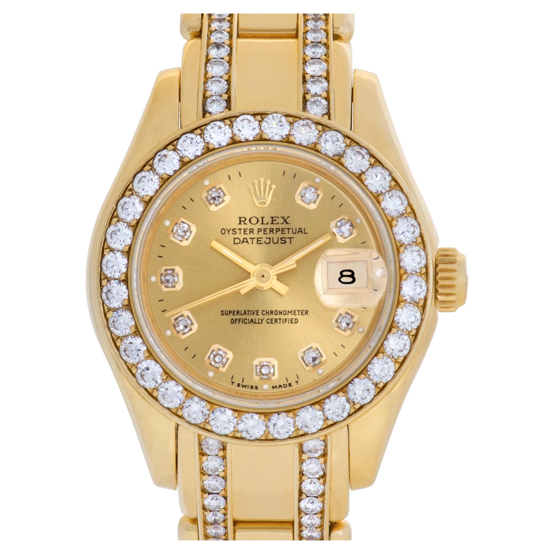 Rolex Pearlmaster in 18k Yellow Gold with Diamonds, Ref 69298 at 1stDibs