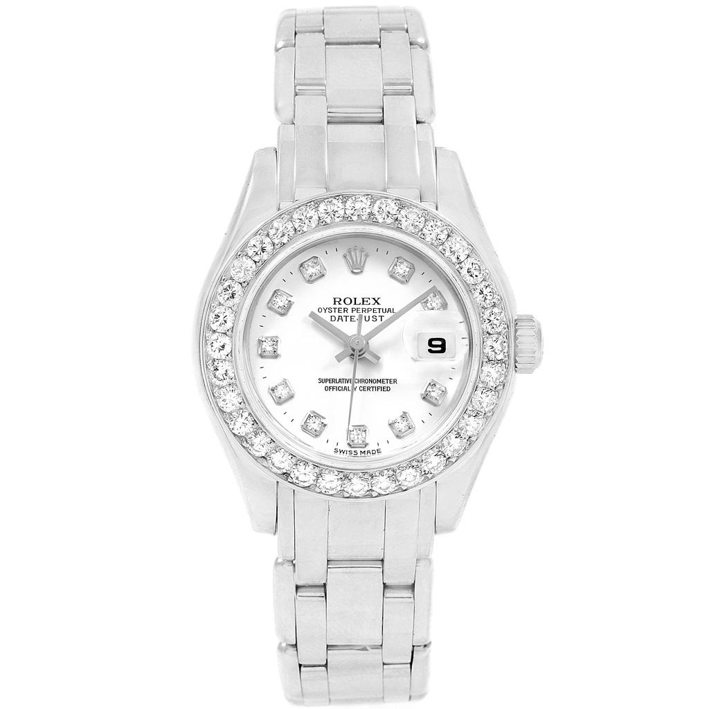 Women's Rolex Pearlmaster Masterpiece 18 Karat White Gold Diamond Ladies Watch 80299