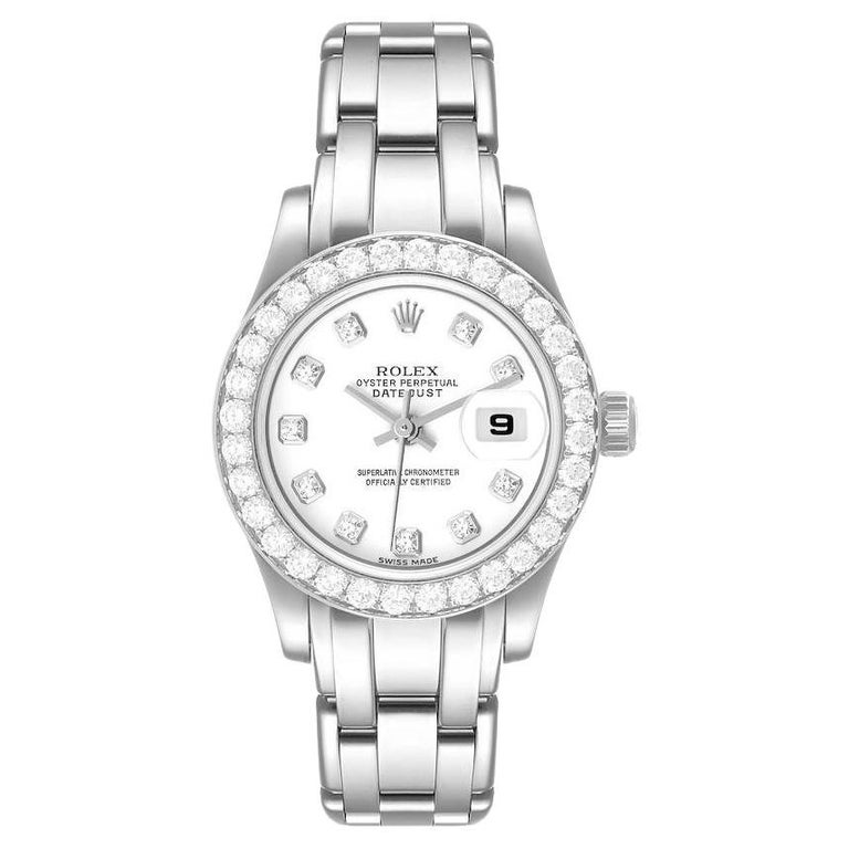 Rolex Pearlmaster Masterpiece 18K White Gold Diamond Ladies Watch 80299
