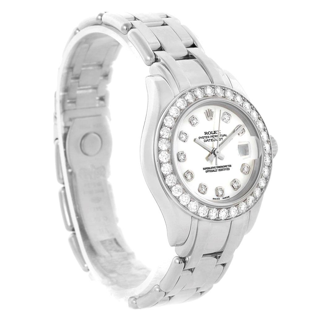 Rolex Pearlmaster Masterpiece White Gold Diamond Ladies Watch 80299 In Excellent Condition For Sale In Atlanta, GA