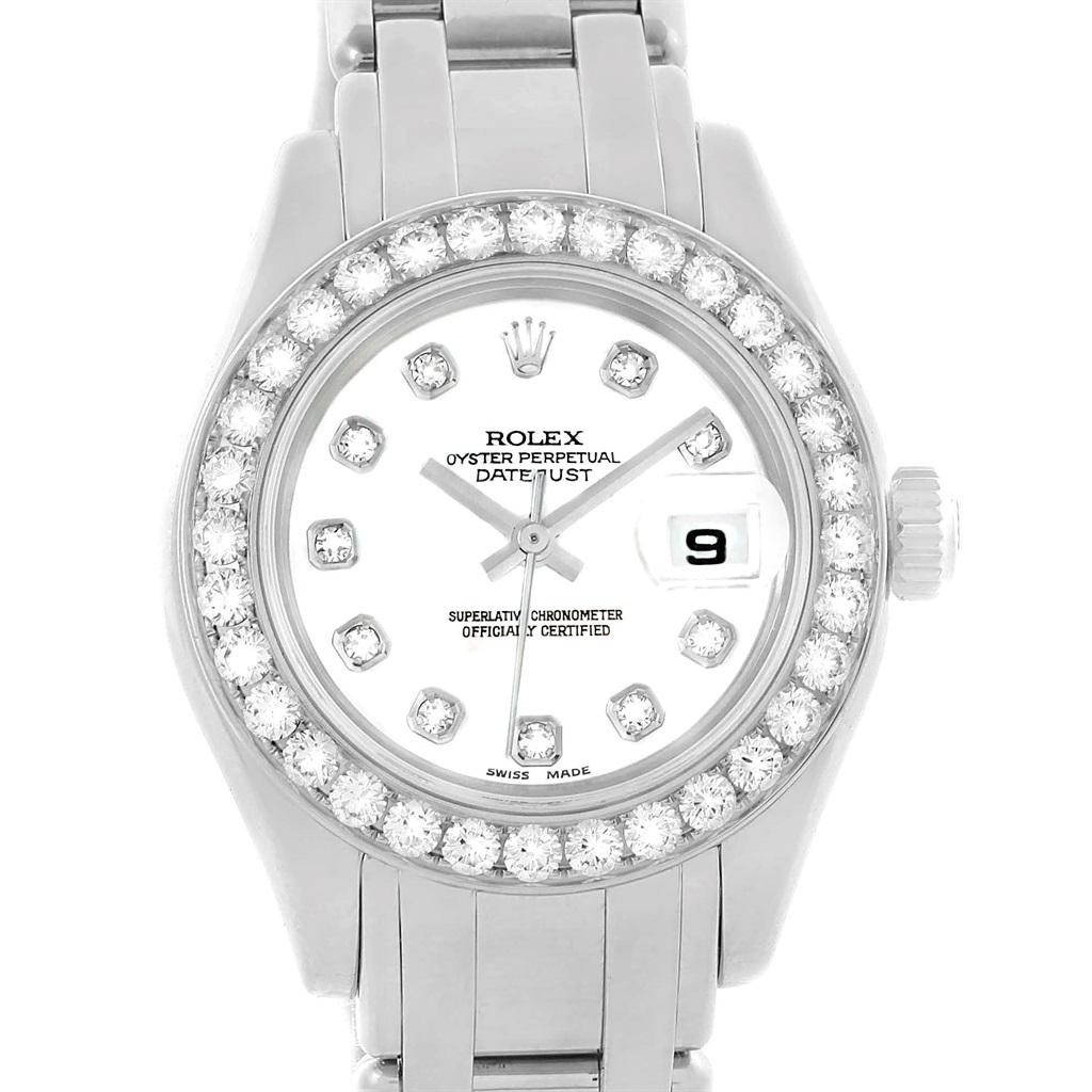 Rolex Pearlmaster Masterpiece White Gold Diamond Ladies Watch 80299 For Sale