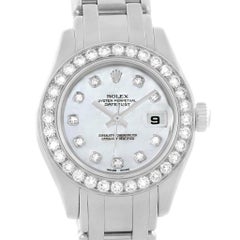 Rolex Pearlmaster Masterpiece White Gold MOP Diamond Ladies Watch 80299