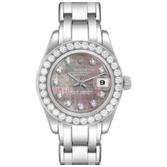 Rolex Pearlmaster Masterpiece White Gold MOP Diamond Watch 80299 Box Papers