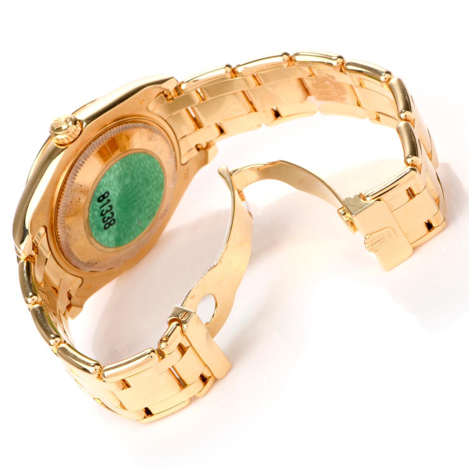 Rolex Montre Pearlmaster en or 18 carats pour femme, taille moyenne, réf. 81338 Excellent état à Miami, FL
