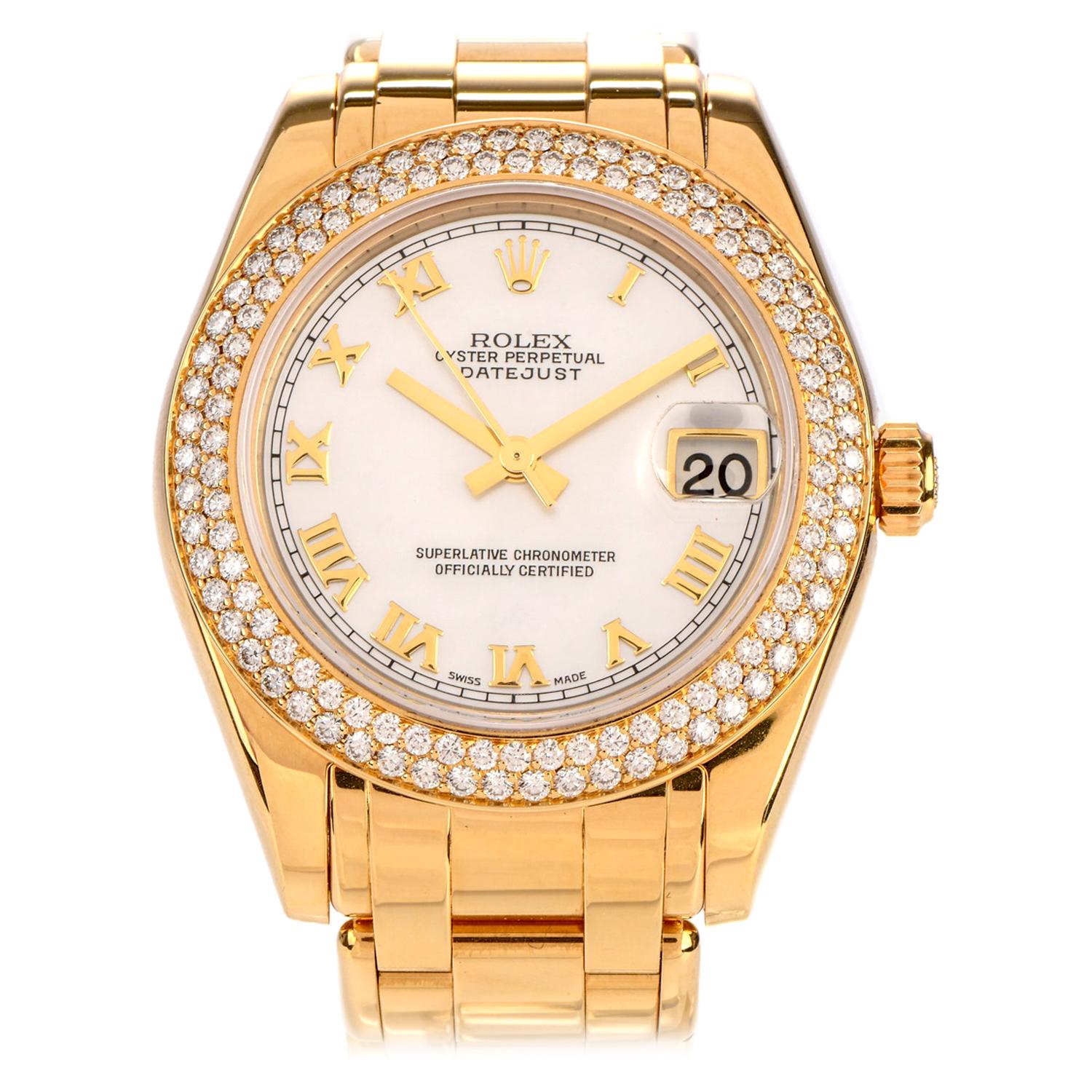 Rolex Pearlmaster Mid Size 18 Karat Gold Ladies Watch Ref 81338