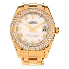 Used Rolex Pearlmaster Mid Size 18 Karat Gold Ladies Watch Ref 81338