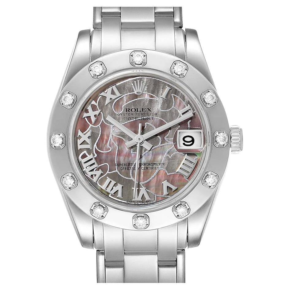 Rolex Pearlmaster Midsize MOP White Gold Diamond Ladies Watch 81319 Box Card