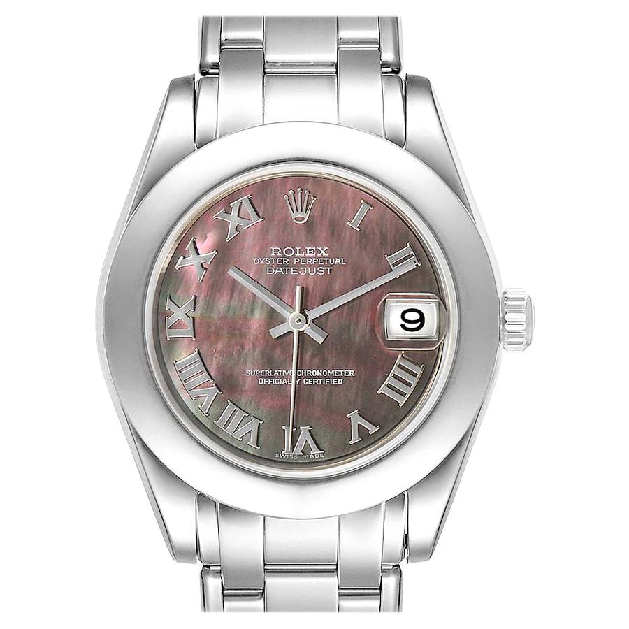 Rolex Pearlmaster Midsize White Gold Mother of Pearl Ladies Watch 81319 For Sale