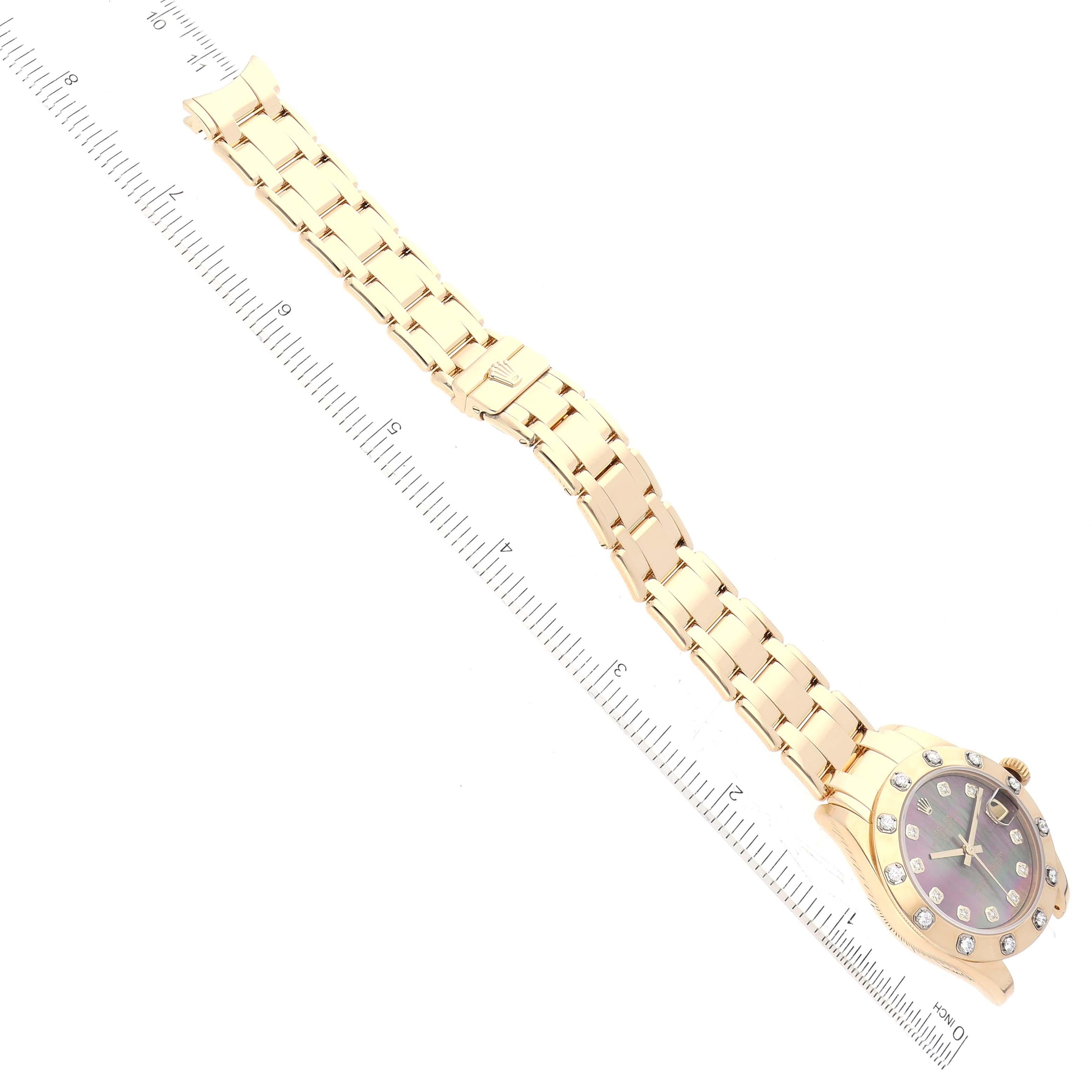 Rolex Pearlmaster Midsize Yellow Gold Mother of Pearl Diamond Ladies Watch 81318 For Sale 5