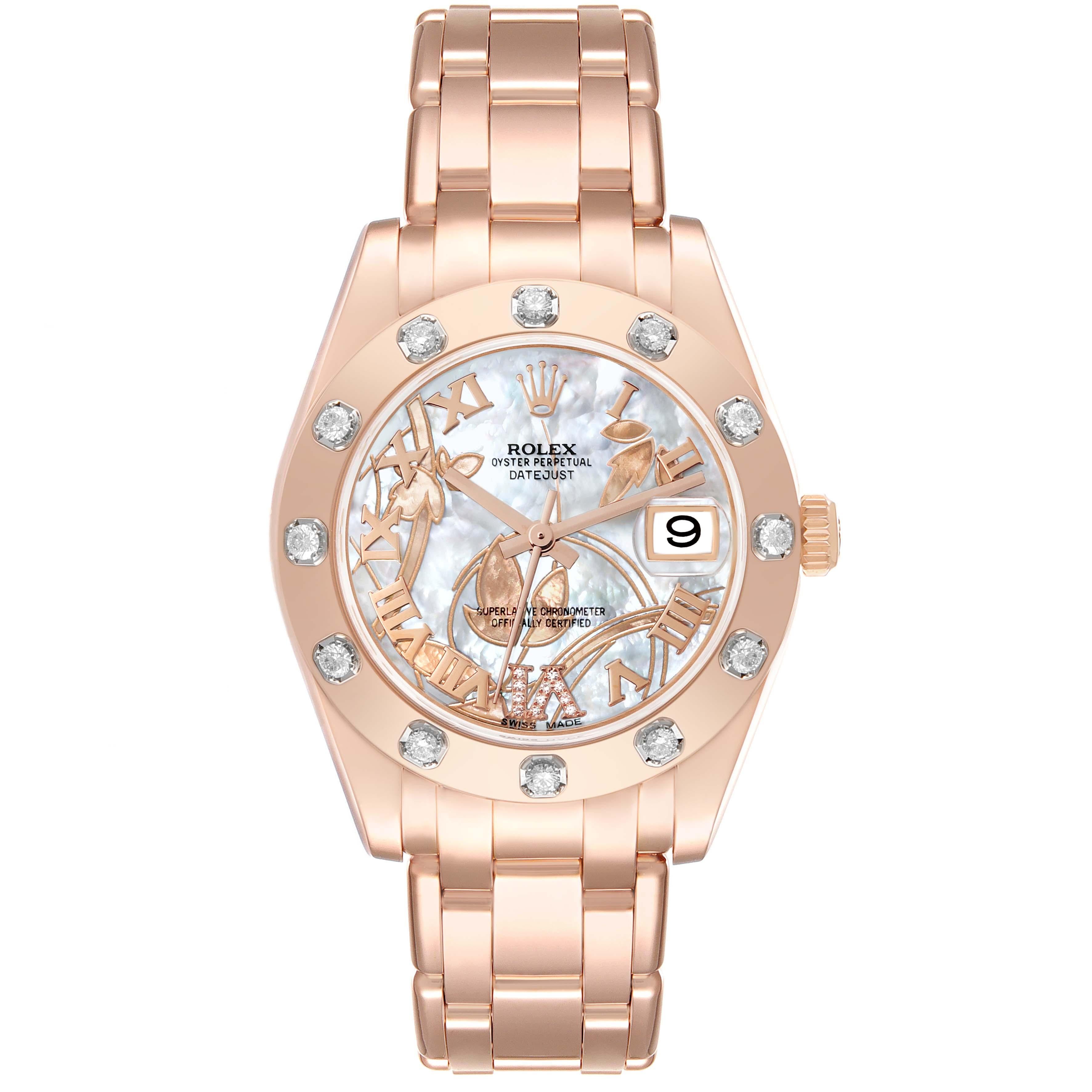 Rolex Pearlmaster Mother of Pearl Dial Rose Gold Diamond Ladies Watch 81315 2