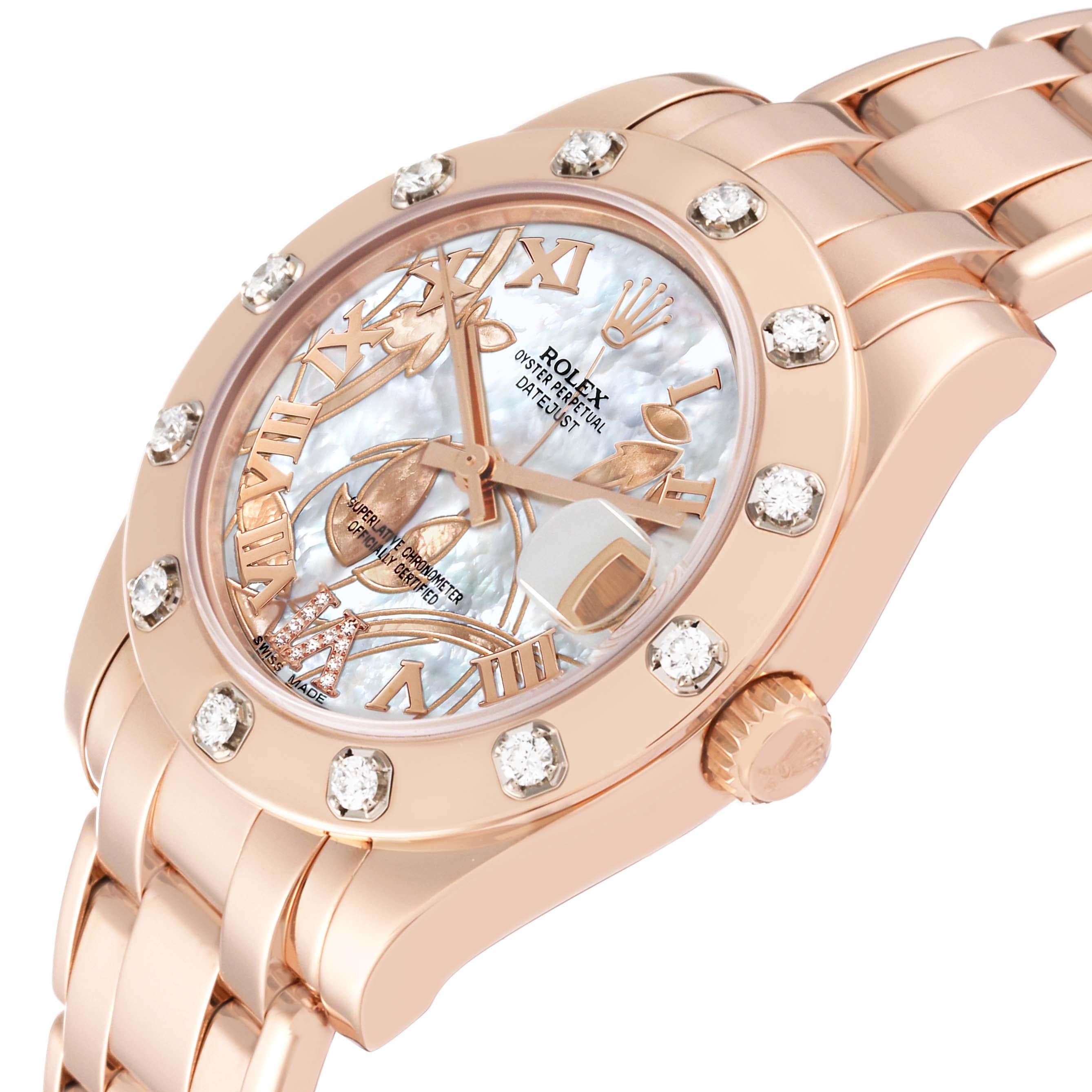 Rolex Pearlmaster Mother of Pearl Dial Rose Gold Diamond Ladies Watch 81315 3