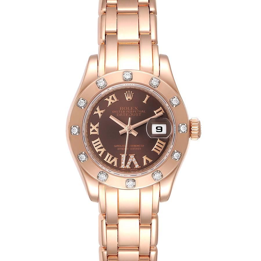 Rolex Pearlmaster Rose Gold Chocolate Dial Diamond Ladies Watch 80315