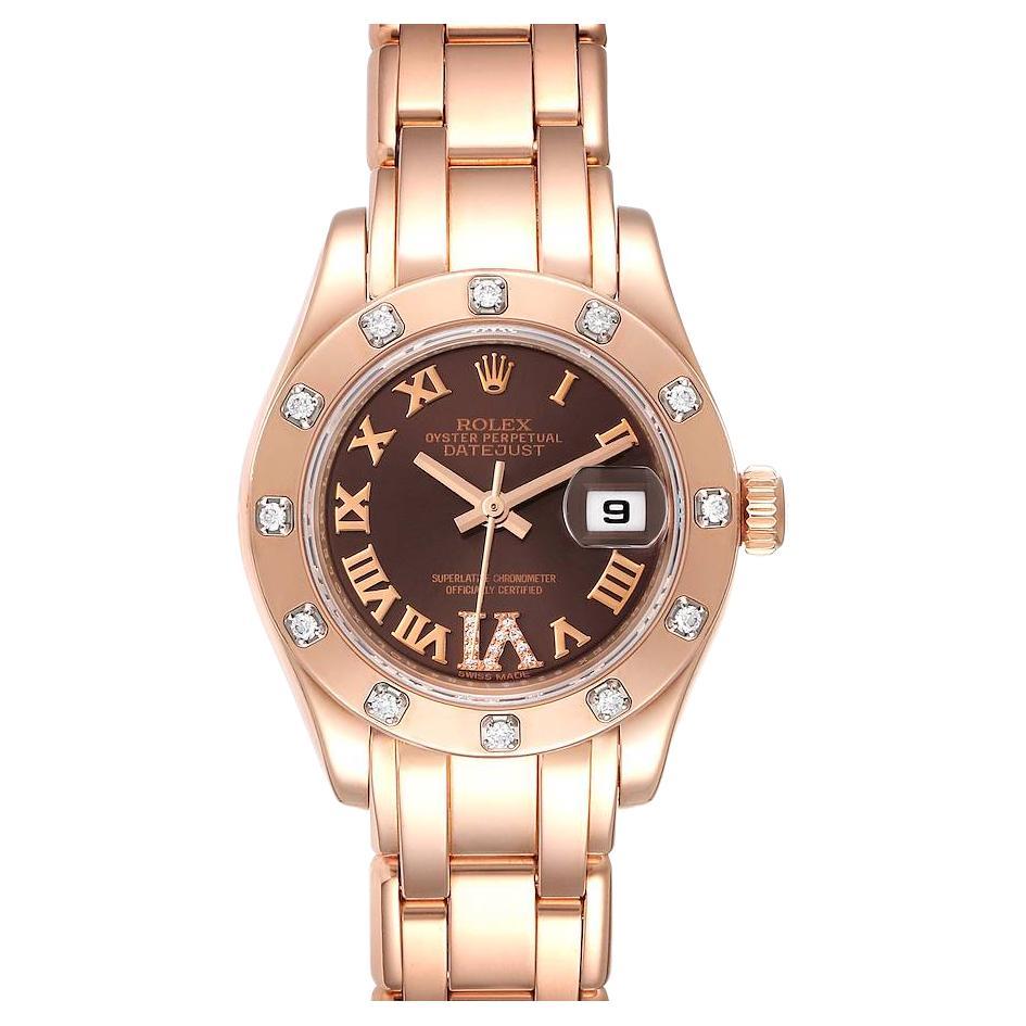 Rolex Watch Company Ladies Rose Gold Diamond Wristwatch at 1stDibs
