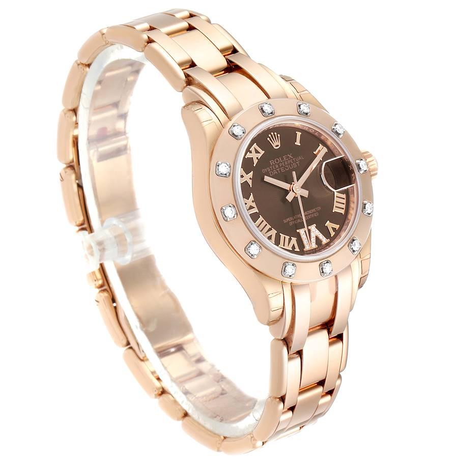 Rolex Pearlmaster Rose Gold Diamond Ladies Watch 80315 Unworn In Excellent Condition For Sale In Atlanta, GA
