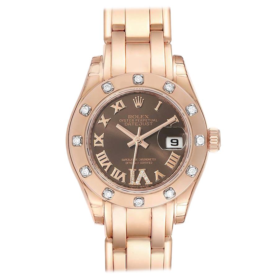 Rolex Pearlmaster Rose Gold Diamond Ladies Watch 80315 Unworn For Sale