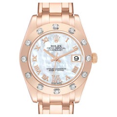 Rolex Pearlmaster Rose Gold Mother of Pearl Diamond Ladies Watch 81315 Box Card