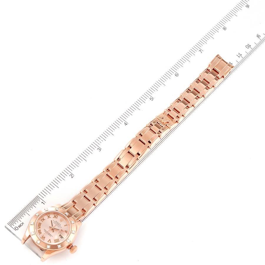 Rolex Pearlmaster Rose Gold Rose Roman Dial Diamond Ladies Watch 80315 Box Card For Sale 4