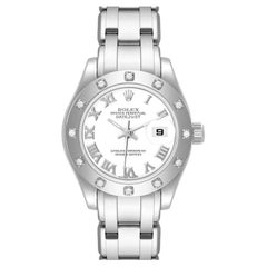 Rolex Pearlmaster White Gold Diamond Bezel Ladies Watch 80319 Box Papers