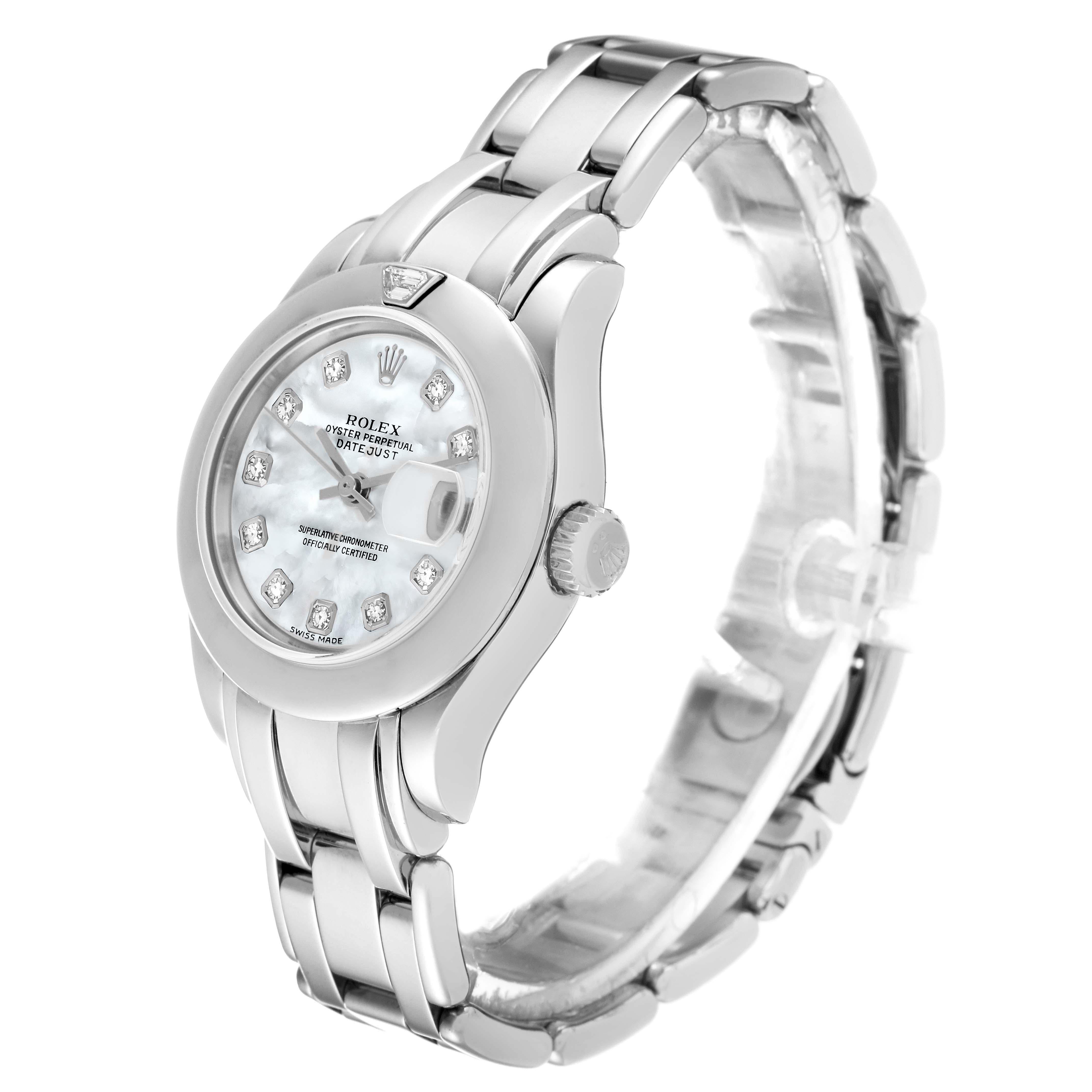 Rolex Pearlmaster Weißgold MOP Diamant-Zifferblatt Damenuhr 69329 im Angebot 1