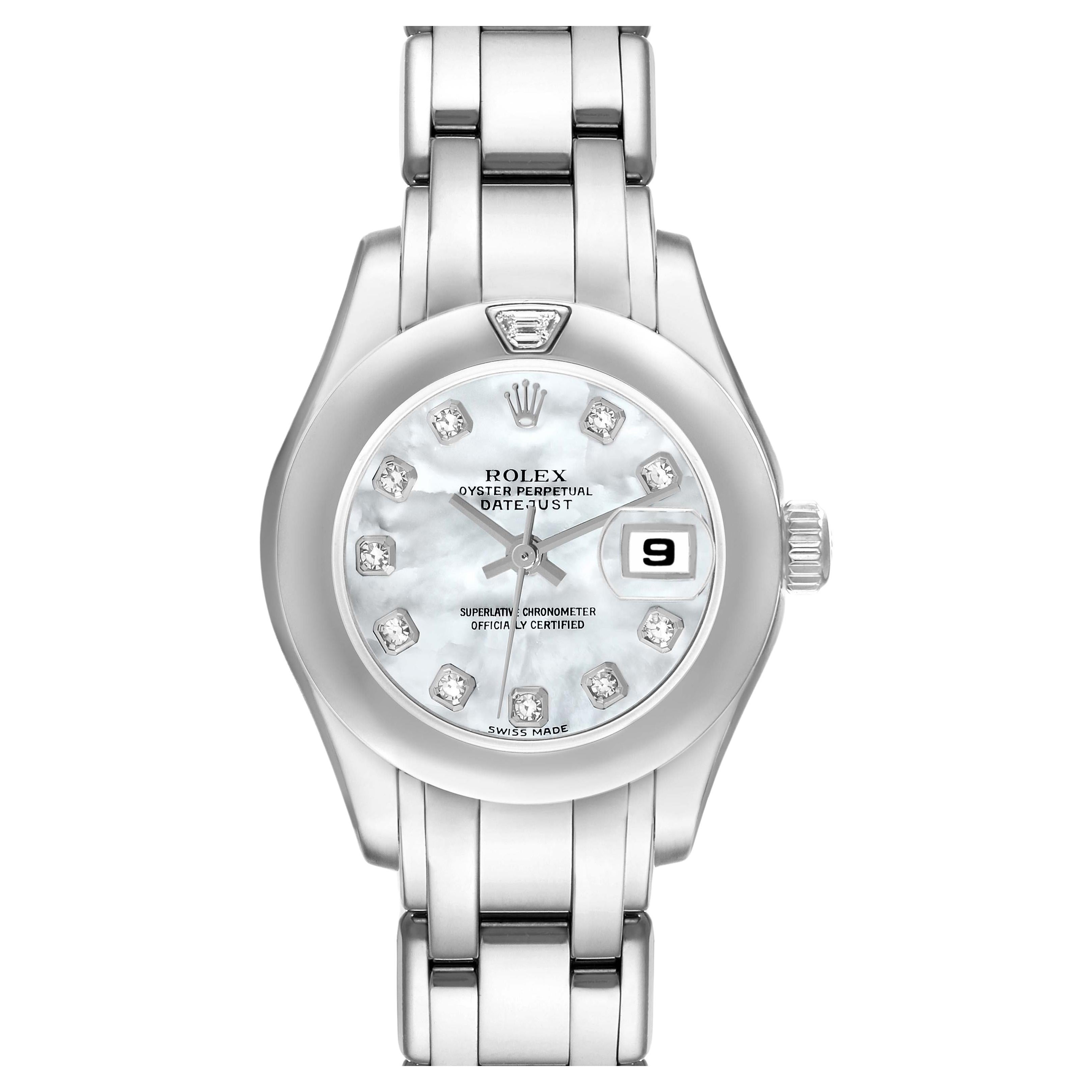 Rolex Pearlmaster Weißgold MOP Diamant-Zifferblatt Damenuhr 69329 im Angebot