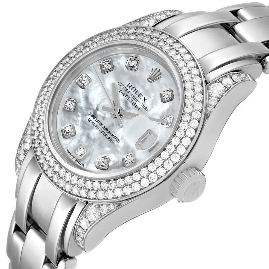Women's Rolex Pearlmaster White Gold MOP Diamond Ladies Watch 69359 For Sale