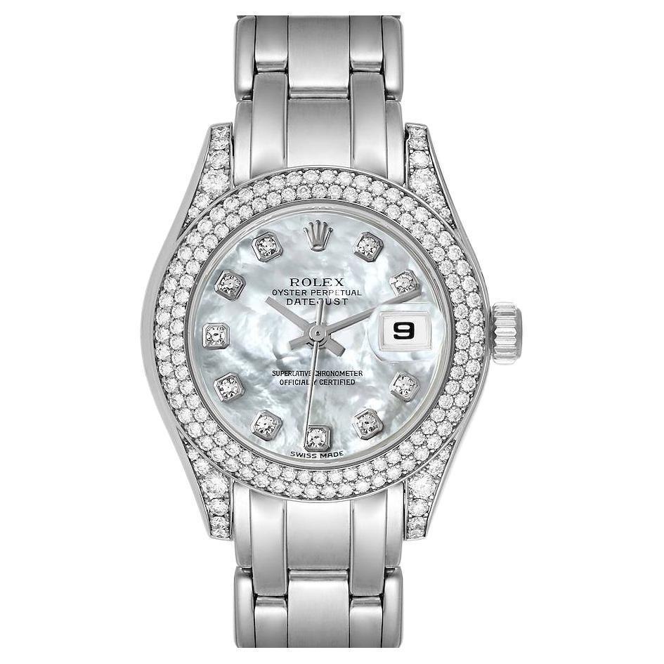Rolex Pearlmaster White Gold MOP Diamond Ladies Watch 69359 For Sale