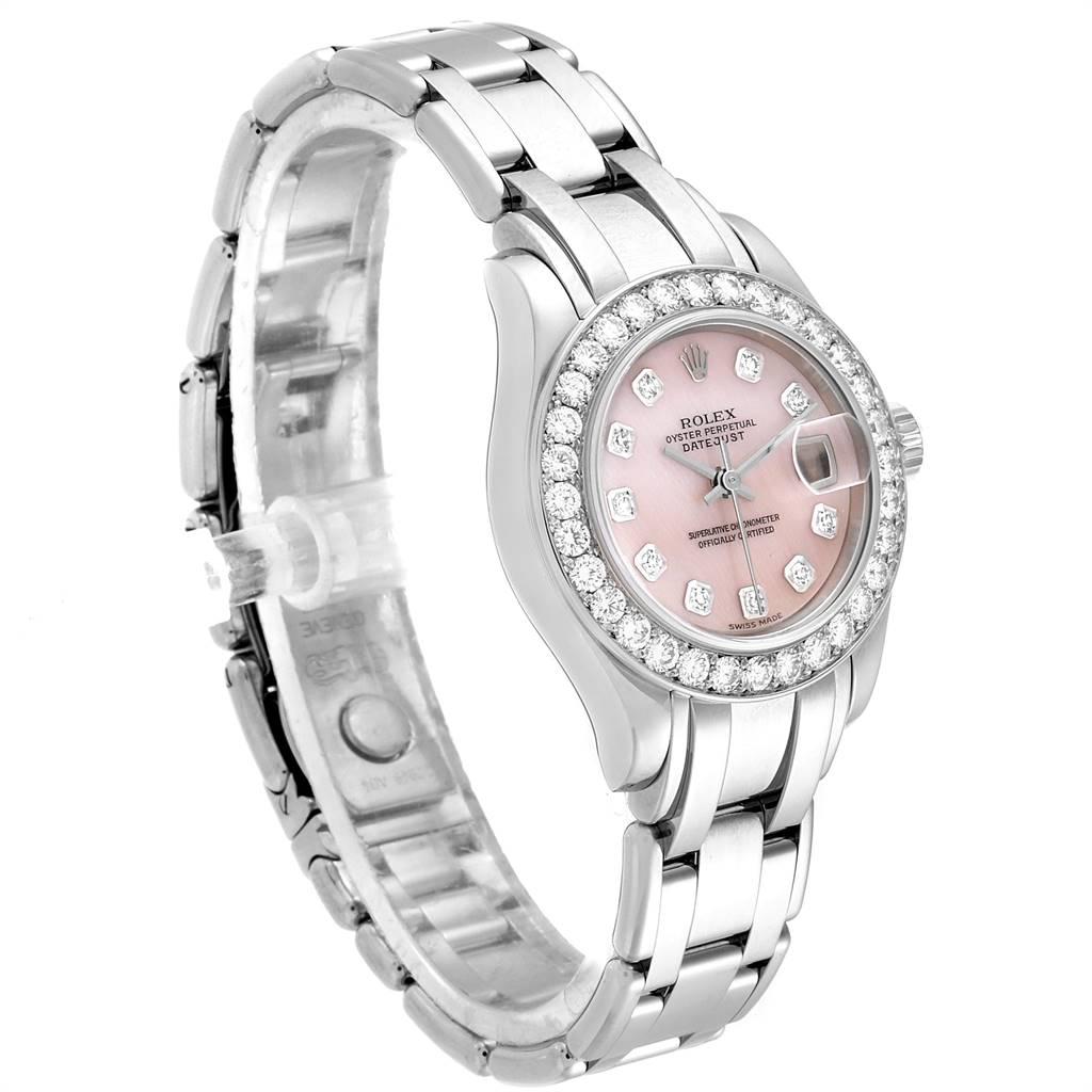 Rolex Pearlmaster White Gold MOP Diamond Ladies Watch 80299 Box Papers In Excellent Condition For Sale In Atlanta, GA