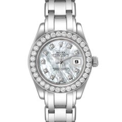 Rolex Pearlmaster White Gold MOP Diamond Ladies Watch 80299 Papers