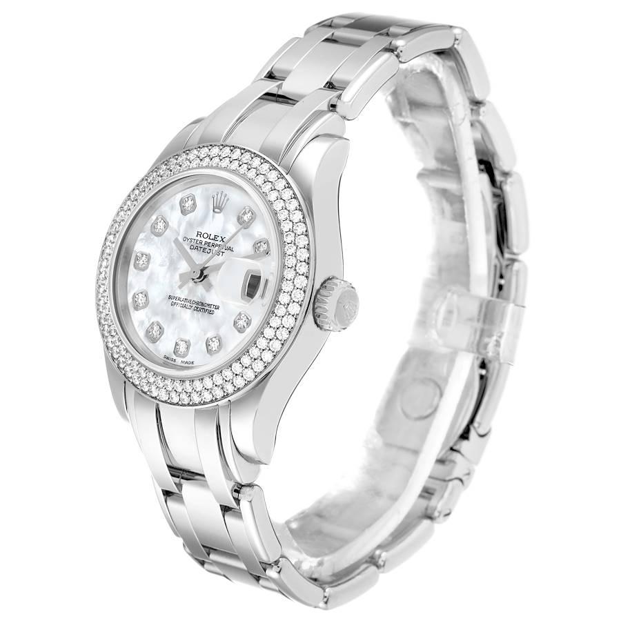 Women's Rolex Pearlmaster White Gold Mother of Pearl Diamond Dial Ladies Watch 80339