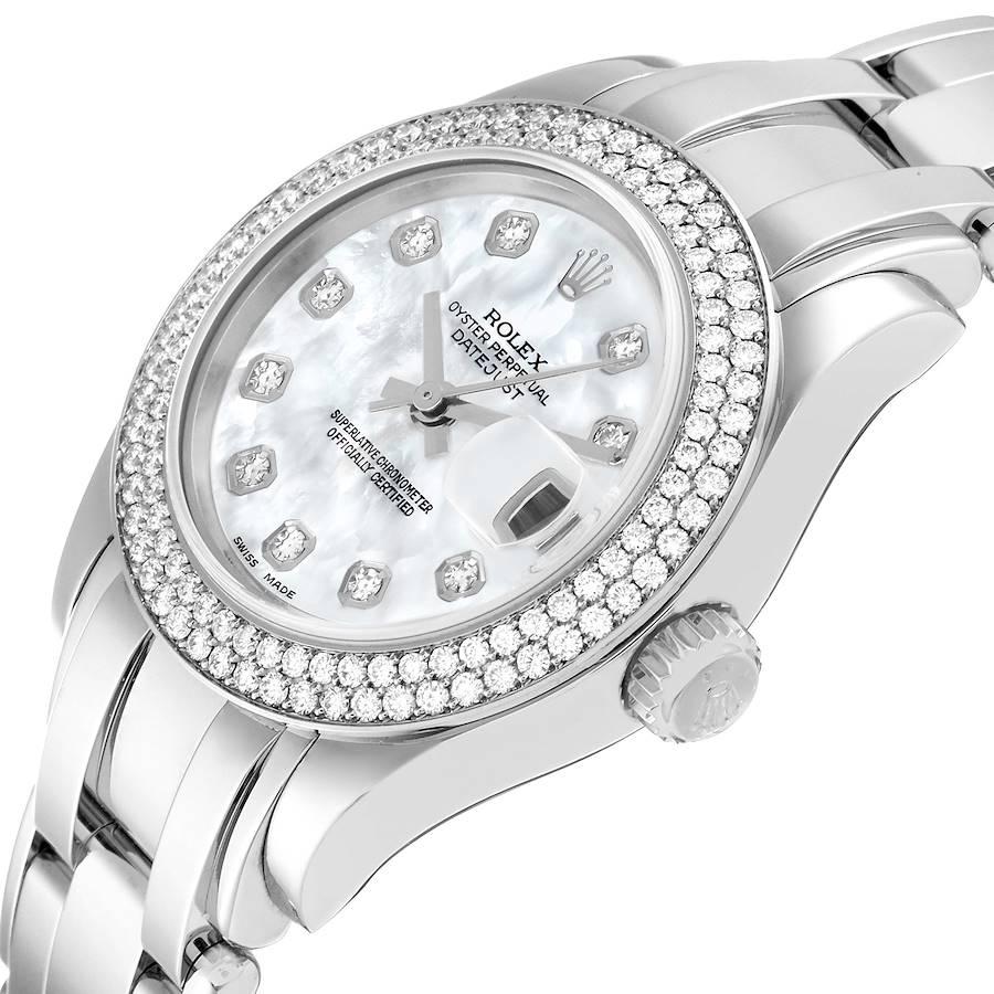 Women's Rolex Pearlmaster White Gold Mother of Pearl Diamond Dial Ladies Watch 80339