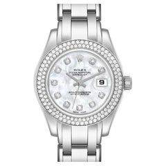 Rolex Pearlmaster White Gold Mother of Pearl Diamond Dial Ladies Watch 80339
