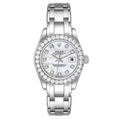 Rolex Pearlmaster White Gold Mother Of Pearl Diamond Ladies Watch 69299