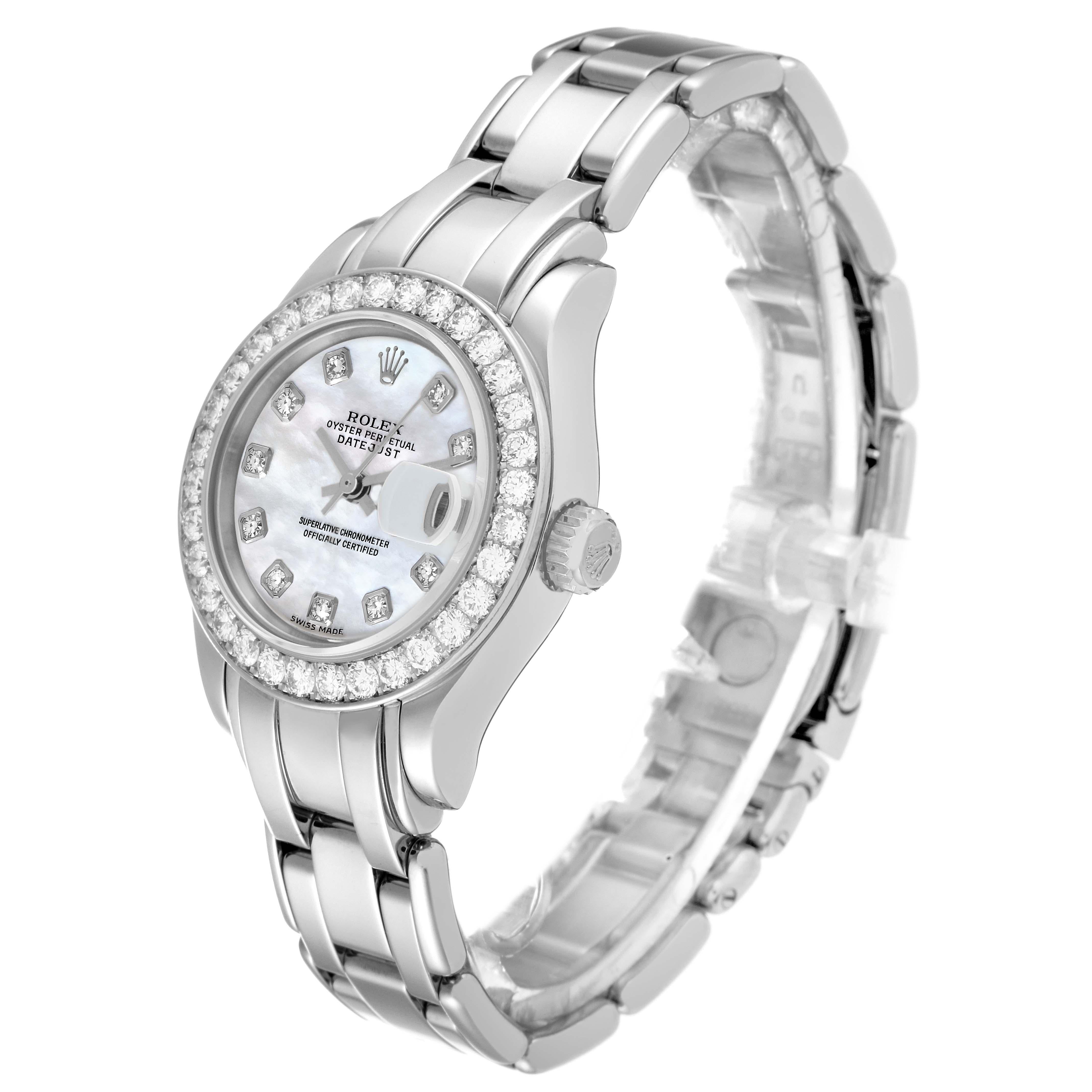 Women's Rolex Pearlmaster White Gold Mother Of Pearl Diamond Ladies Watch 69299