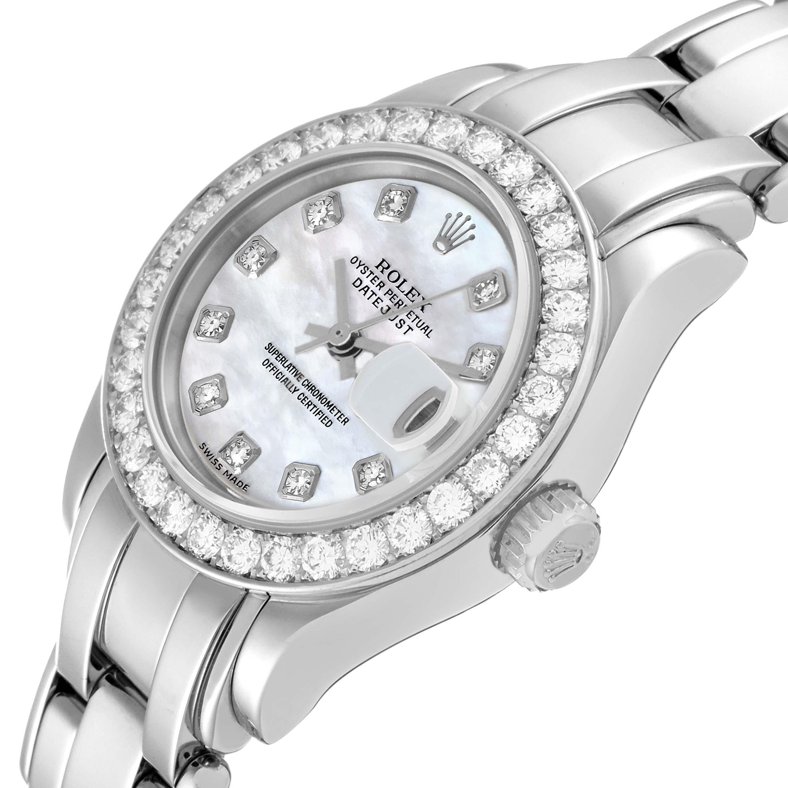 Rolex Pearlmaster White Gold Mother Of Pearl Diamond Ladies Watch 69299 1