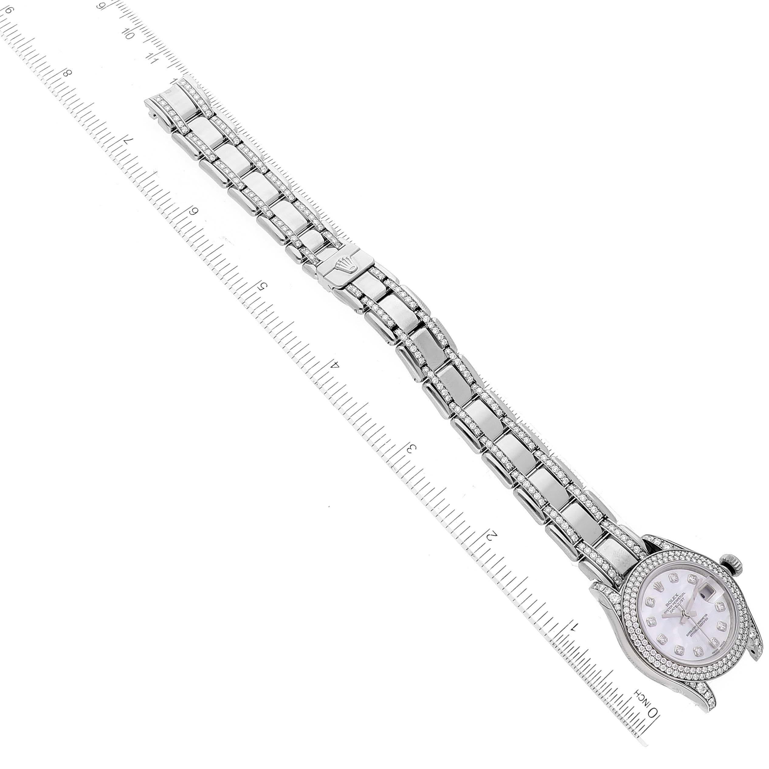 Rolex Pearlmaster White Gold Mother of Pearl Diamond Ladies Watch  For Sale 6