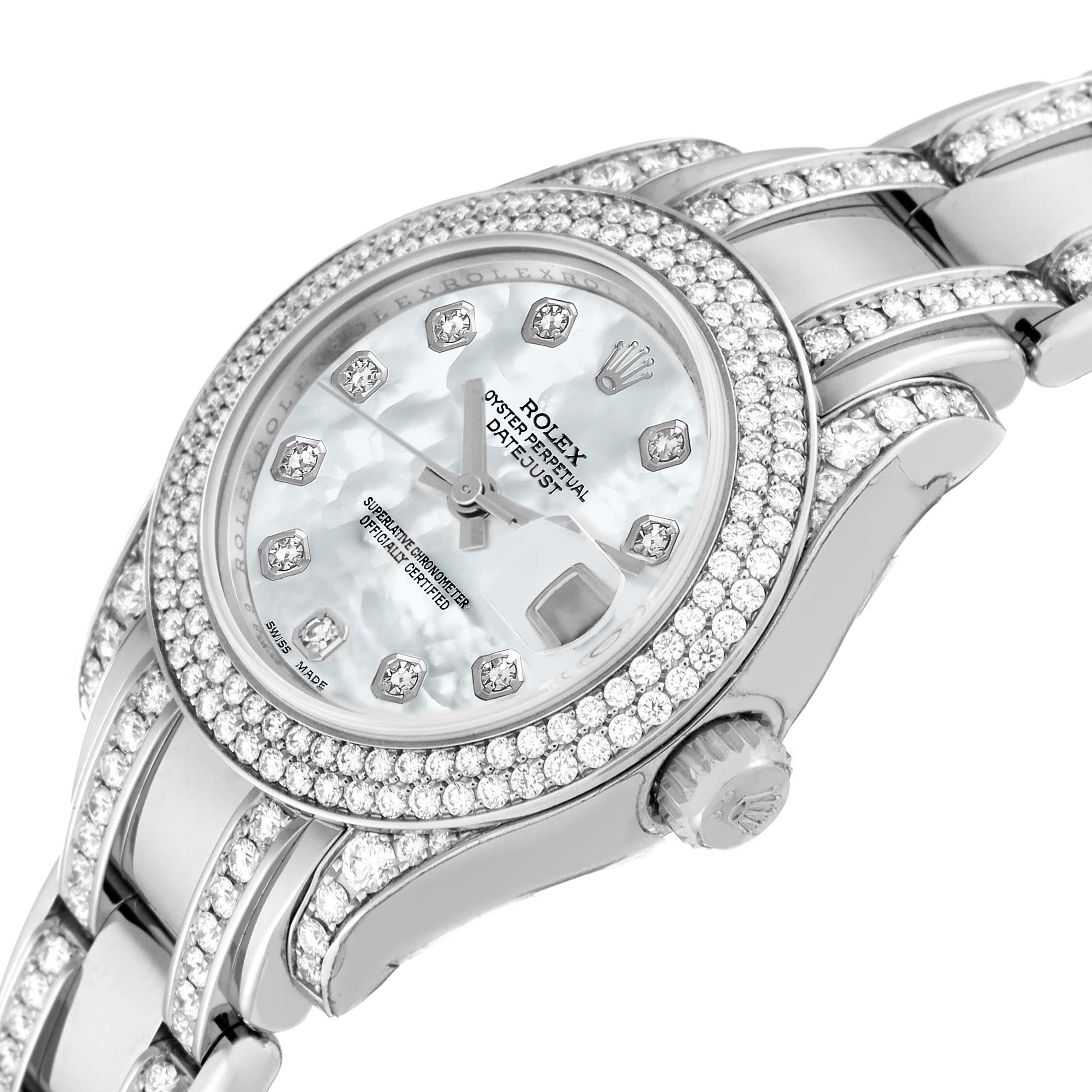 Rolex Pearlmaster White Gold Mother of Pearl Diamond Ladies Watch  For Sale 1