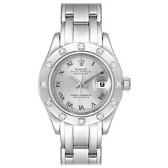 Used Rolex Pearlmaster White Gold Silver Dial Diamond Ladies Watch 69319