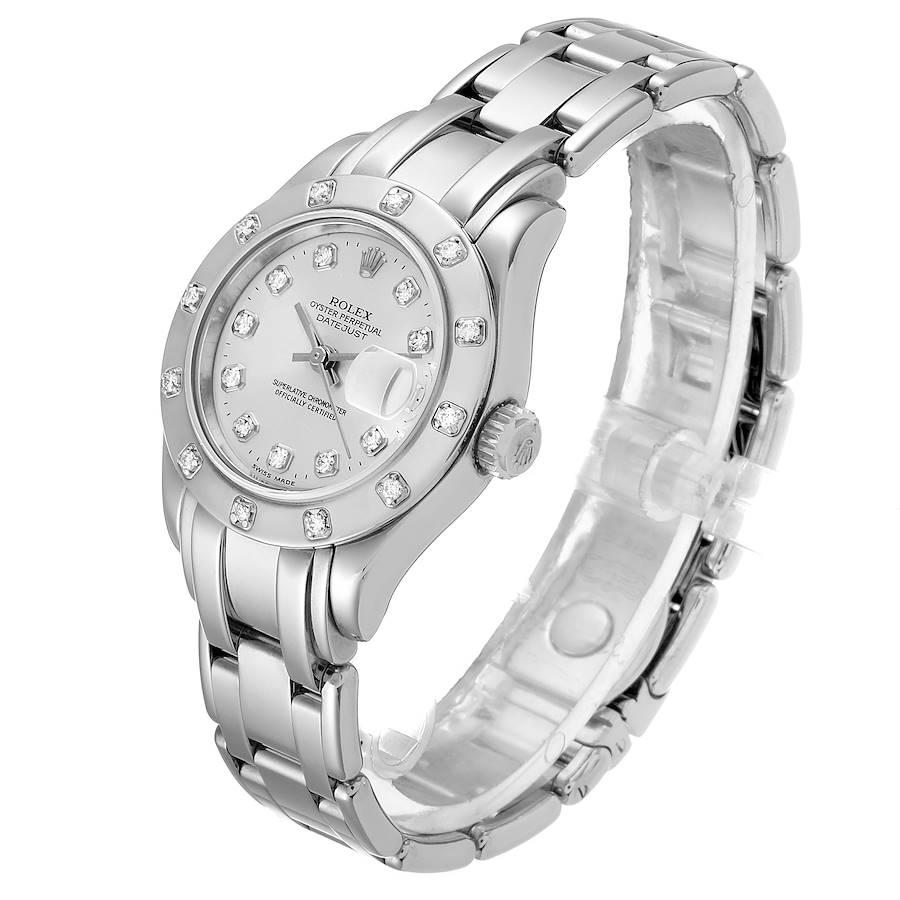 Women's Rolex Pearlmaster White Gold Silver Dial Diamond Ladies Watch 80319 For Sale