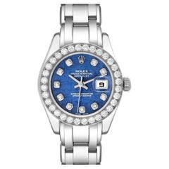 Used Rolex Pearlmaster White Gold Sodalite Diamond Ladies Watch 80299 Box Papers