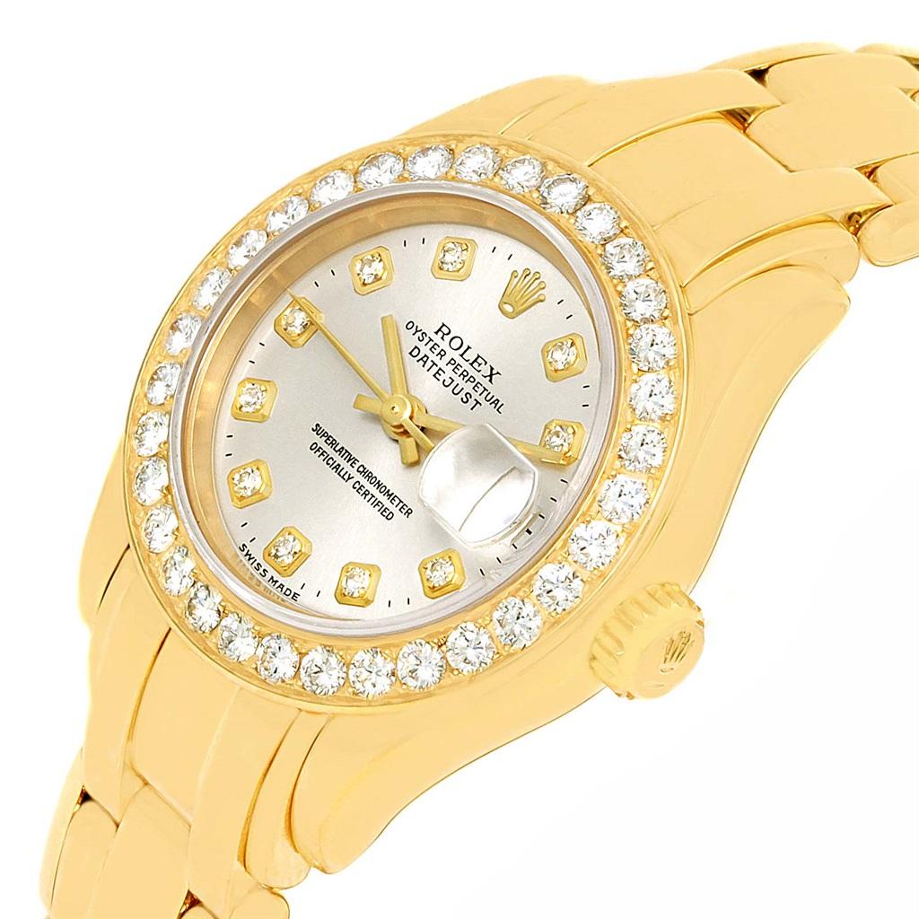 Rolex Pearlmaster Yellow Gold Diamond Dial Bezel Ladies Watch 69298 For Sale 6