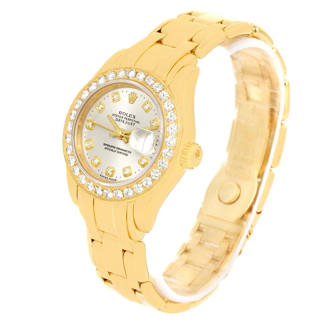 Rolex Pearlmaster Yellow Gold Diamond Dial Bezel Ladies Watch 69298 For Sale 9